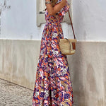 Zeagoo Women's Bohemian Floral Print Daily Holiday Going out V Neck Sleeveless Dress