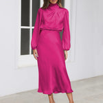 Ruby Anderson | Satin High-Neck Midi Dress For Women