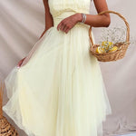 Fairy Vibes Tulle Gathered Detail Halter Maxi Dress