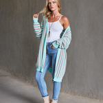 Zeagoo Women's Contrast Striped Sweater Cardigan
