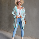 Zeagoo Women's Contrast Striped Sweater Cardigan