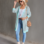 Zeagoo Women's Contrast Striped Sweater Cardigan
