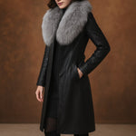 Vittoria Fur-Trim Leather Coat