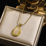 Gold Snake Chain Moonstone Pendant Necklace