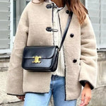 Round Neck Long Sleeve Faux Fur Coat