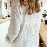 Casual Solid Button Shirt Collar Blouse