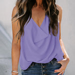 Zeagoo Deep V Neck Wrap Spaghetti Strap Loose Sleeveless Tank