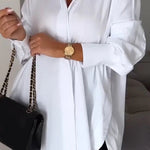 White Lapel Slit Shirt