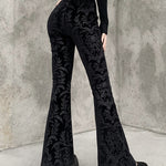 Zeagoo Dark Black Vintage Wide Leg Velvet Flare