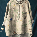 Alice | Boughs And Robin Birds Pattern Printed Women's Casual Shirt