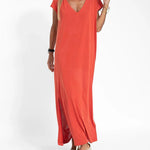 Zeagoo Women's Casual V-neck Short Sleeve Loose Fit Slit Dress