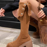 Over the knee boots brown long boots knight boots