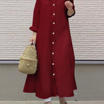 Zeagoo Women's Casual Loose Shirt Dresses Plain Color Stand Up Collar Long Sleeved Cardigan