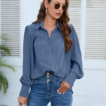 Zeagoo V Neck Button Down Shirts Long Sleeve Collared Blouses Tops
