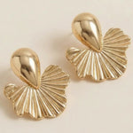 Gold Teardrop Fan Statement Stud Earrings