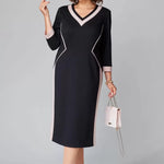 FENNA GRACE | ELEGANT V-NECK MIDI DRESS