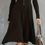 ZINNIA | ZIPPERED LONG SLEEVE DRESS WITH STRETCH FABRIC