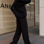 Knitted solid color loose casual suit