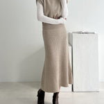 Zeagoo Women's Casual Two-piece Outfits Turtleneck Sleeveless Sweater Vest and Mid-length Skirts Sets