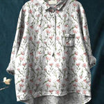 Ruby | Pink Spring Floral Repeat Pattern Printed Women's Casual Shirt