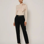 Bowknot Shoulder Long Sleeve Top