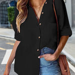 Zeagoo Solid Color Casual Long Sleeve Pocket Blouse for Women Casual Work Office Loose Fit 2026 | Under