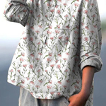 Ruby | Pink Spring Floral Repeat Pattern Printed Women's Casual Shirt