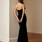 Black Velvet  Bandeau Maxi Dress