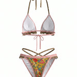 Floral Print Halter Tie Back Bikini Set