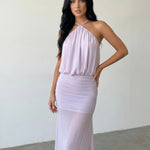 Lavender Flowy Chiffon Slim Fit Maxi Dress