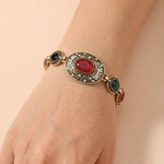 Antique Gold Multi-Gem Statement Bracelet