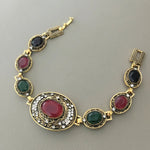 Antique Gold Multi-Gem Statement Bracelet