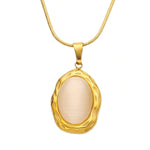 Gold Snake Chain Moonstone Pendant Necklace