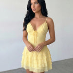 Yellow Ruffle Tiered Cami Mini Dress