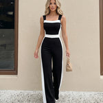 Black Square Neck Wide Leg Jumpsuit
