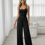 Black Ruched Cami Wide Leg Jumpsuit