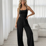 Black Ruched Cami Wide Leg Jumpsuit