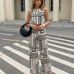 Beige Geometric Print Two Piece Set