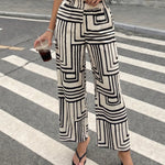 Beige Geometric Print Two Piece Set