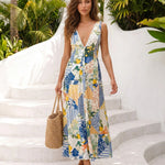 Lemon Patchwork Print Sleeveless Maxi Dress