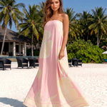 Pink Tropical Lemon Print Loose Fit Maxi Dress