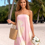 Pink Tropical Lemon Print Loose Fit Maxi Dress