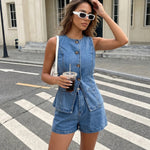 Denim Blue Denim Peplum Vest