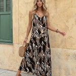 Black Animal Print Spaghetti Strap Maxi Dress