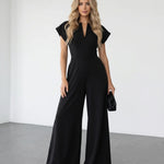 Black Fitted Waist Full Length Jumpsuit