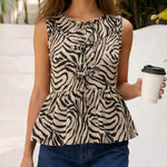 Zebra Print Sleeveless Peplum Top