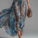 Léana™ | Long Leopard Dress with Bare Shoulders