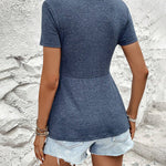 Comfortable Twist Front Babydoll Shape Short Sleeve Top