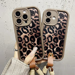 Leopard Pattern Wrist Strap iPhone Case