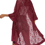 Zeagoo Women Lace Crochet Coverups Open Front Cardigan Sheer Cover Up 3/4 Sleeve Kimono (US Only)